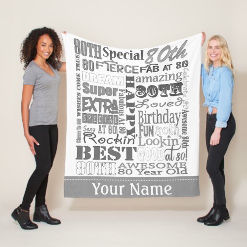 Unique And Special 80th Birthday Party Gifts Fleece Blanket