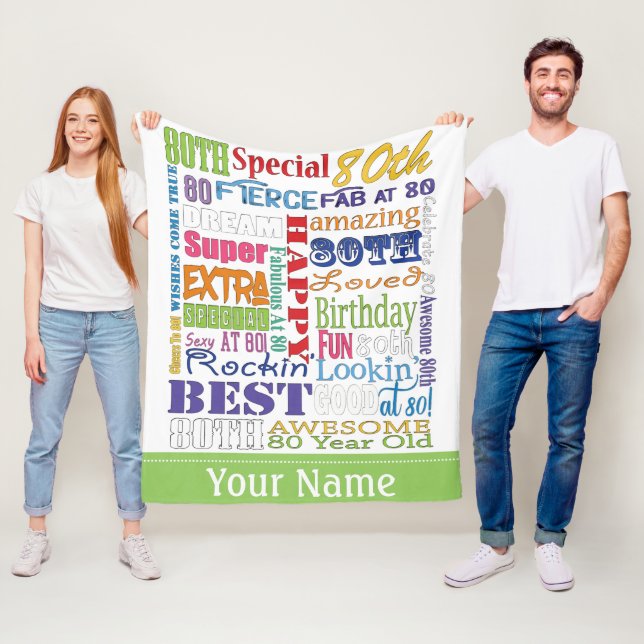 Unique And Special 80th Birthday Party Gifts Fleece Blanket (In Situ)