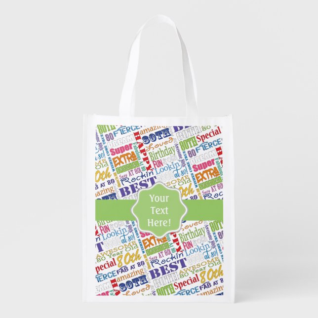 Unique And Special 80th Birthday Party Gifts Grocery Bag (Front)