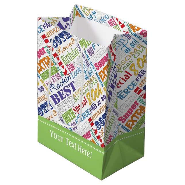 Unique And Special 80th Birthday Party Gifts Medium Gift Bag (Front Angled)