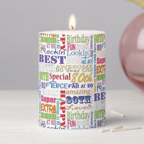 Unique And Special 80th Birthday Party Gifts Pillar Candle