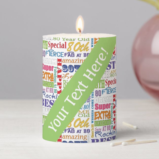 Unique And Special 80th Birthday Party Gifts Pillar Candle (In Situ)