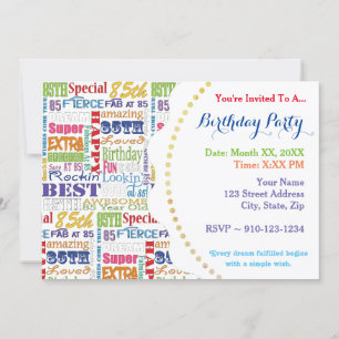 Unique And Special 85th Birthday Party Gifts Invitation