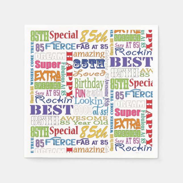 Unique And Special 85th Birthday Party Gifts Napkins (Front)