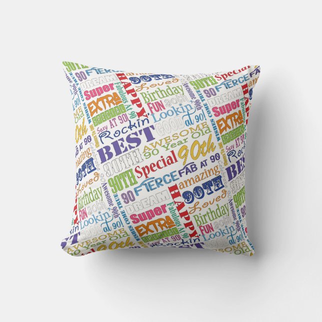 Unique And Special 90th Birthday Party Gifts Throw Pillow (Front)