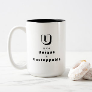 Unique and Unstoppable U - Personalized Luxury Two-Tone Coffee Mug