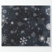 Unique and Wintry Snowflakes on Black Wrapping Paper (Flat)