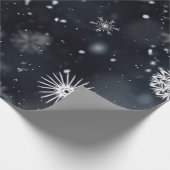 Unique and Wintry Snowflakes on Black Wrapping Paper (Corner)