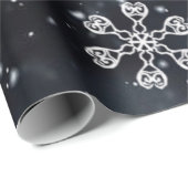 Unique and Wintry Snowflakes on Black Wrapping Paper (Roll Corner)