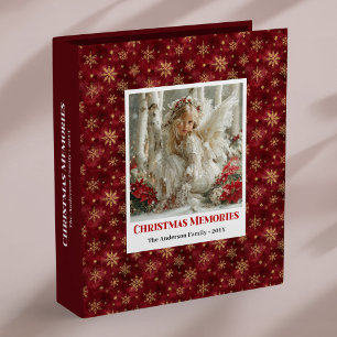 Unique Angel Red Gold Christmas Memory Album 3 Ring Binder