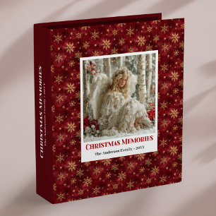 Unique Angel Red Gold Personalized Christmas Memor 3 Ring Binder
