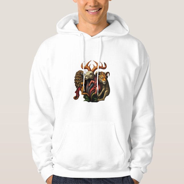 Unique Animal Motif Hooded Sweatshirt for Men (Front)
