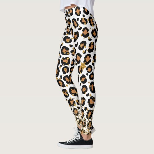 Unique Animal Print Pattern Leopard Golden Glitter Leggings