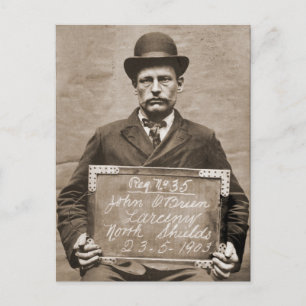 Unique Antique Thief Criminal Mug Shot Postcard
