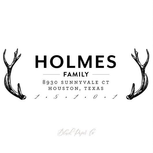 Unique Antler Family Name Return Address Stamp (Stamp View)