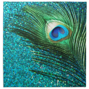 Unique Aqua Peacock Cloth Napkin