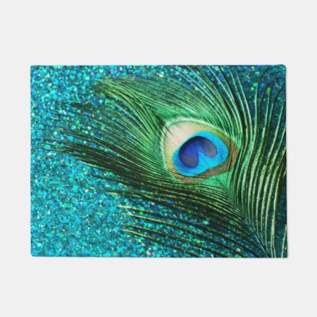 Unique Aqua Peacock Doormat