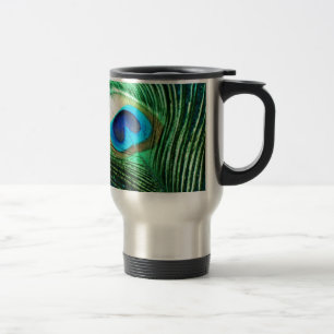 Unique Aqua Peacock Travel Mug