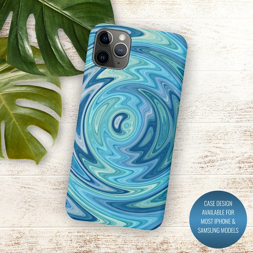 Unique Aqua Turquoise Blue Violet Summer Swirl Art iPhone 11 Pro Max Case