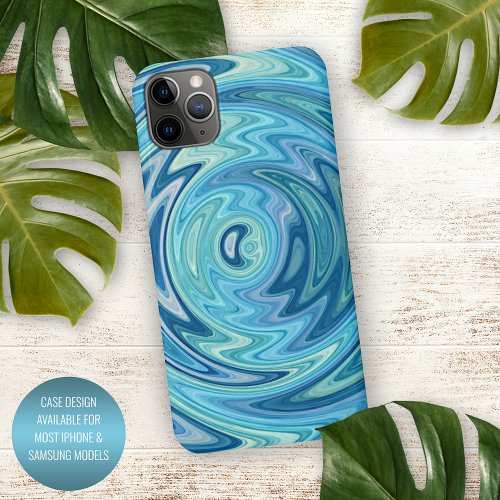 Unique Aqua Turquoise Blue Violet Summer Swirl Art iPhone 11Pro Max Case