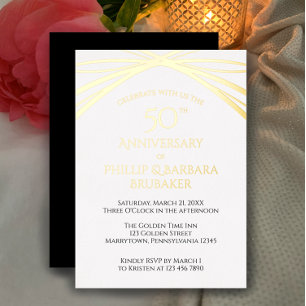 Unique Arch Golden 50th Wedding Anniversary Party Foil Invitation