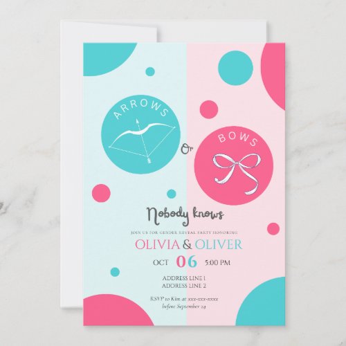 Unique arrows or bows gender reveal invitation