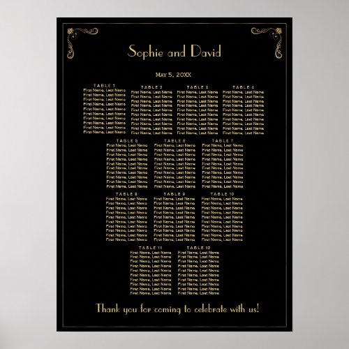 Unique Art Deco Great Gatsby Wedding Seating Chart