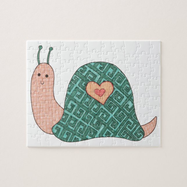 Unique Art Puzzle - Pink Snail - Erin Brie Art (Horizontal)
