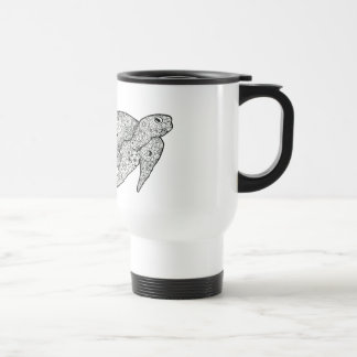 Unique Artsy Floral Sea Turtle Travel/Commuter Mug