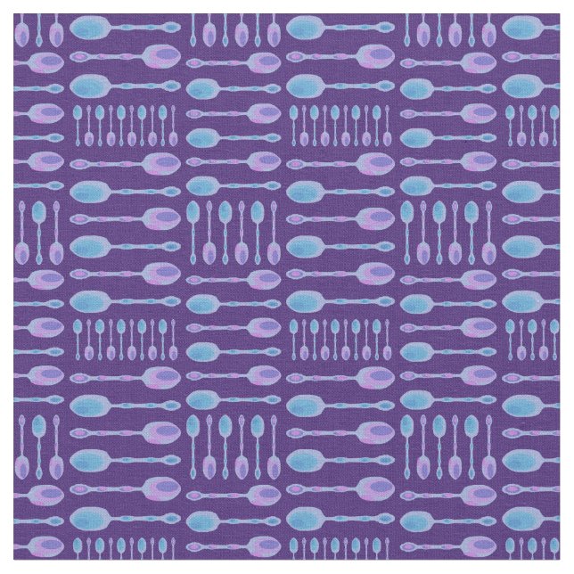 Unique Artsy Spoons! (Purple) Fabric (Close Up)