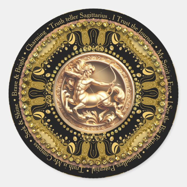  Unique Astrology Sagittarius Zodiac Affirmations Classic Round Sticker (Front)