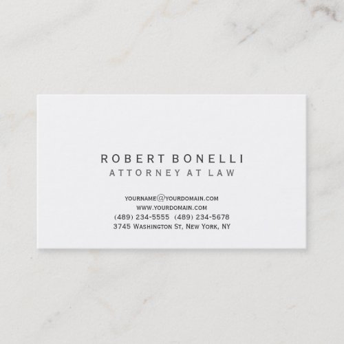 Unique Attorney at Law White Simple Business Card