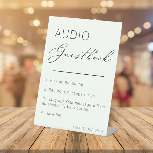 Unique Audio Guestbook Wedding Modern Minimalist Pedestal Sign