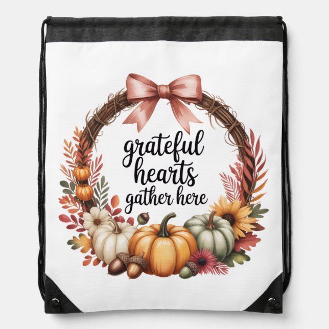 Unique autumn themed  drawstring bag (Front)