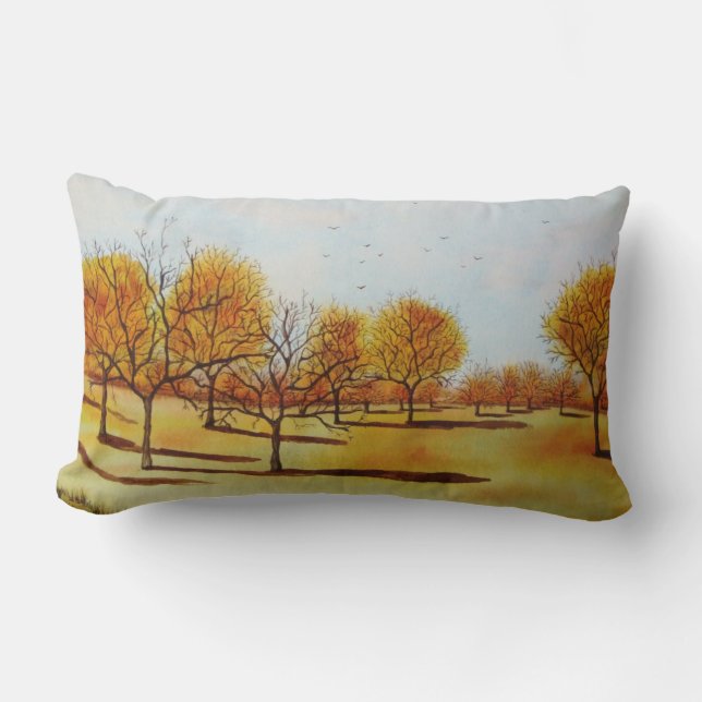 unique autumn trees landscape scenic  lumbar pillow (Front)