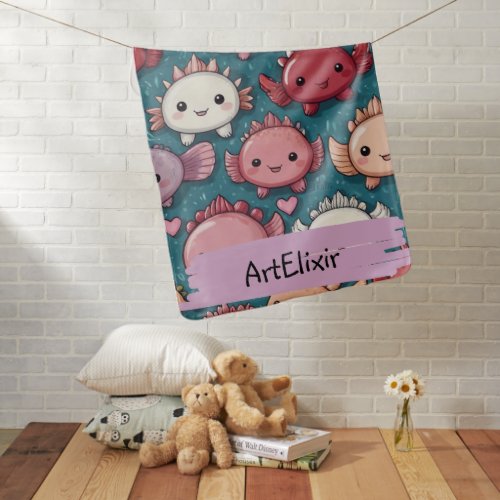Unique Axolotl Print Baby Blanket
