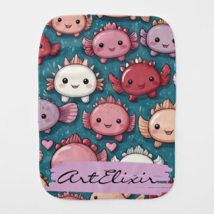 Unique Axolotl Print Baby Burp Cloth