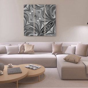 Unique B&W Abstract Marble Liquified Wall Art 