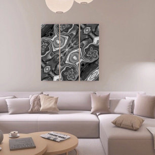 Unique B&W Abstract Marble Liquified Wall Art