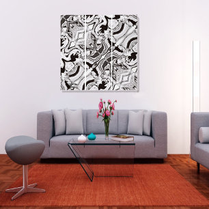 Unique B&W Abstract Marble Liquified Wall Art 
