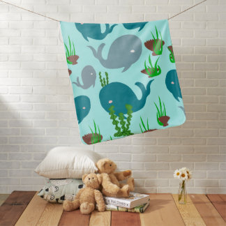 Unique Baby Blanket Turquoise Whale Ocean Themed