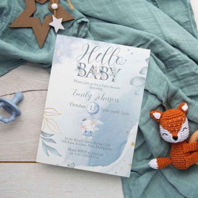 Unique Baby Shower Invitation Blue Elephant (Creator Uploaded)