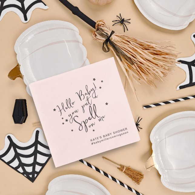 Unique Baby Spell Halloween Pink Baby Shower Paper Napkins (Creator Uploaded)