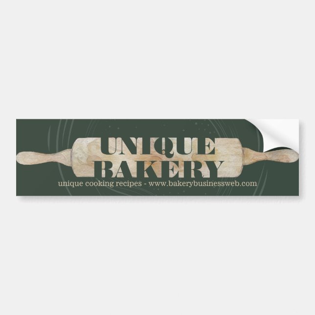 Unique Bakery Rolling Pin pastry chef dough logo Bumper Sticker (Front)