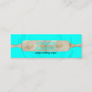 Unique Bakery Rolling Pin Small Elegant teal neon Mini Business Card
