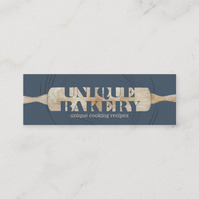 Unique Bakery Rolling Pin two lined name custom Mini Business Card (Front)