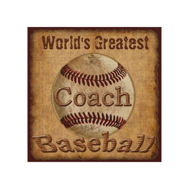 Unique Baseball Coach Gifts, Customizable Wood Art (Front)