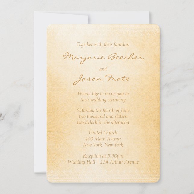 Unique Batik Floral Wedding Invitation Brown (Front)