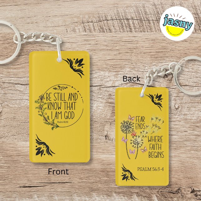 Unique Be Still Christian Scripture Yellow Keychain (Creator Uploaded)