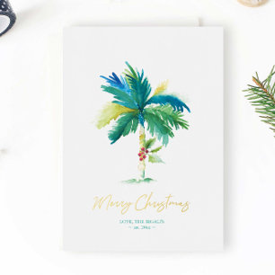 Unique Beach Christmas Cards Watercolor Palm Tree